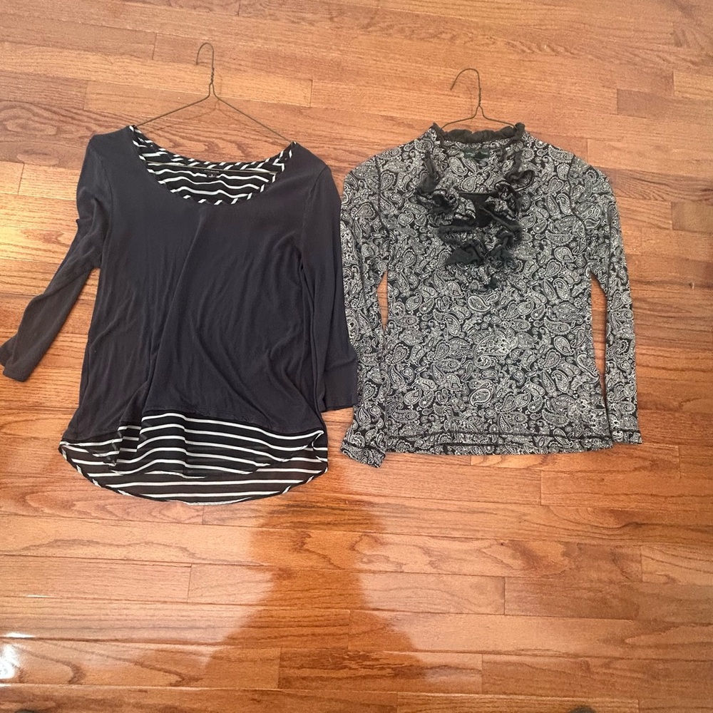 Bundle Elegant Black and Gray Long Sleeve Tops